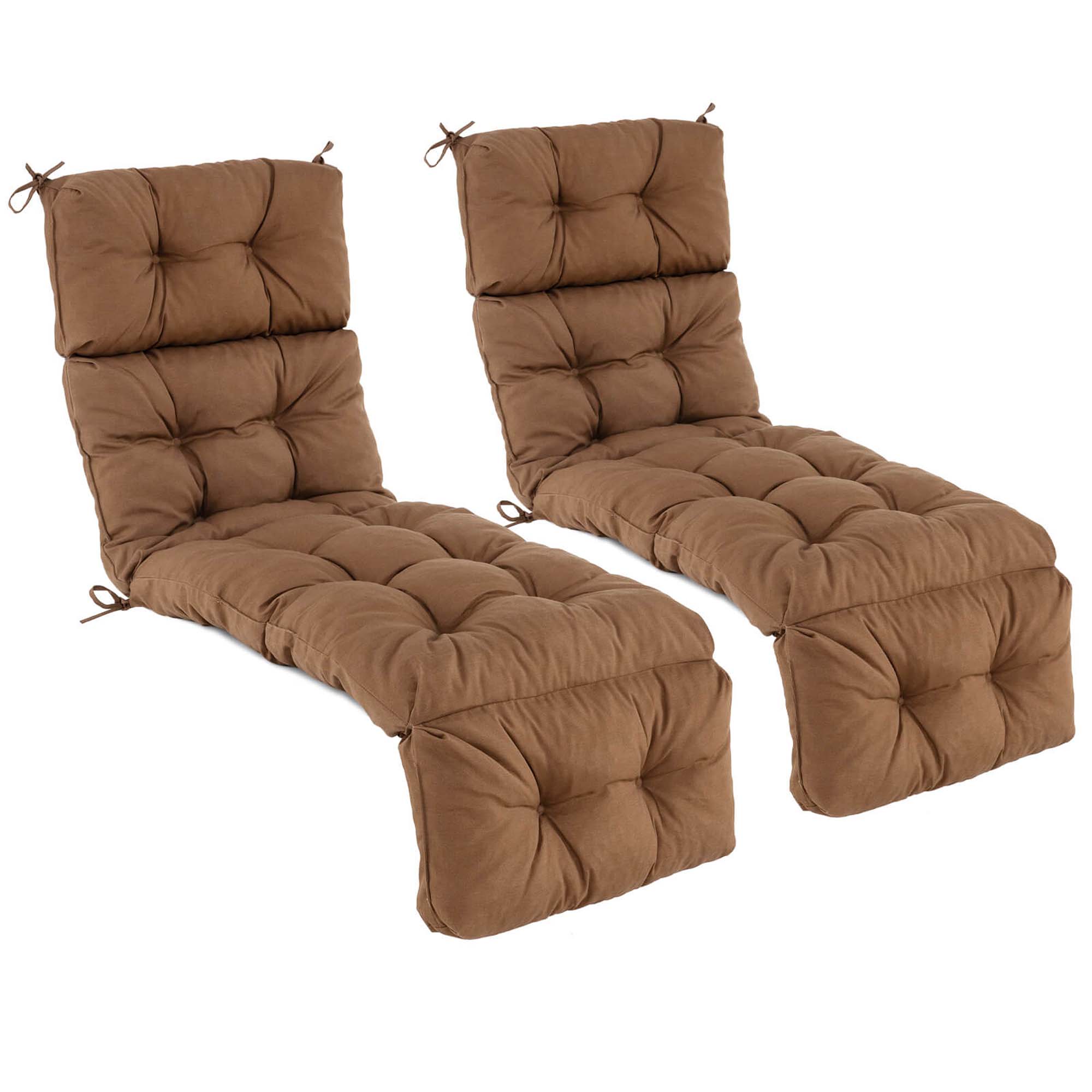 Outdoor Chaise Lounge Cushion with Ties (2-Pack) - Brown