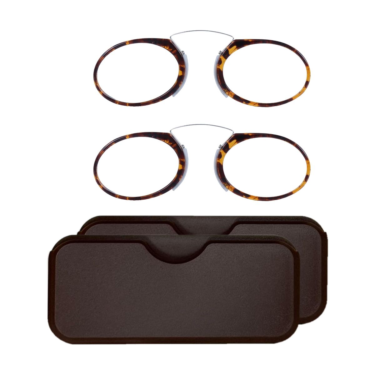 Pocket-Stick Slim Reading Glasses with Storage Case (2-Pack) - 2PK Tortoise 1.00+