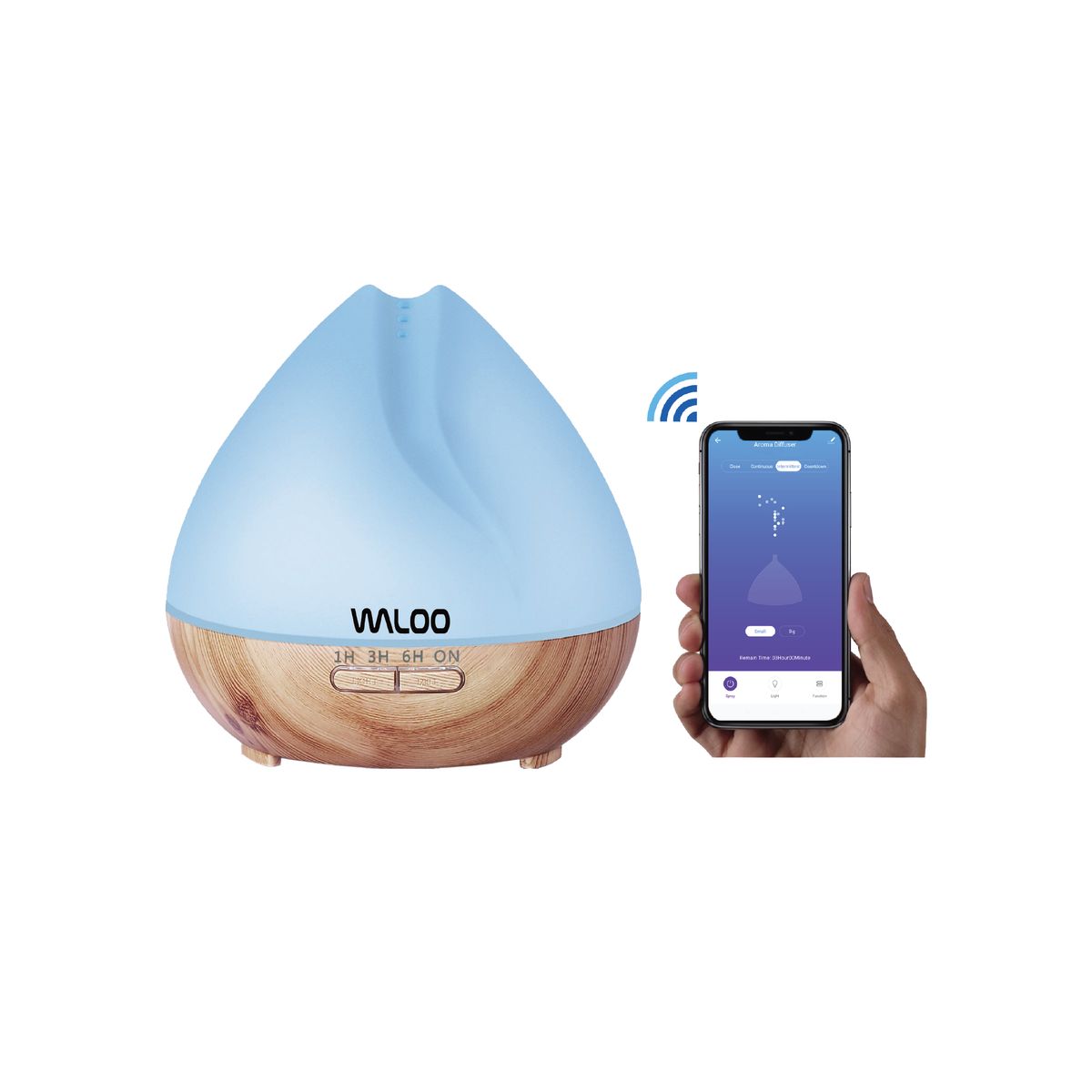 Smart Aroma Diffuser with 7 LED Light Modes and Auto Shut-off - Waloo Smart Diffuser W/ 7 Led Light Mode