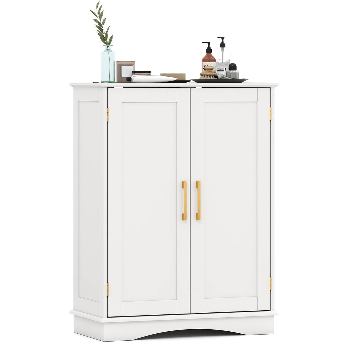 Modern Storage Cabinet with Adjustable Shelves - White