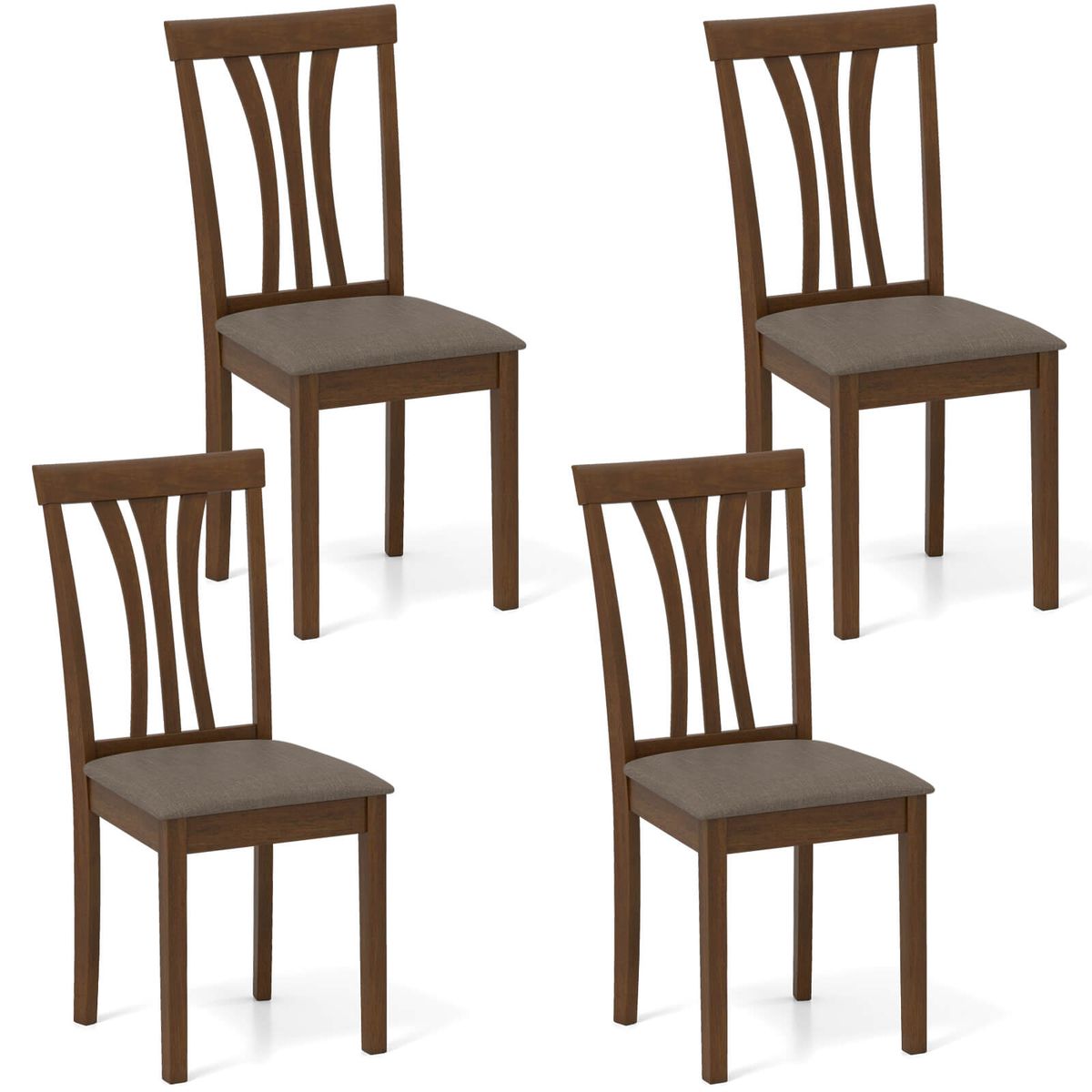 Rubber Wood Dining Chairs (Set of 2 or 4) - 4-Piece