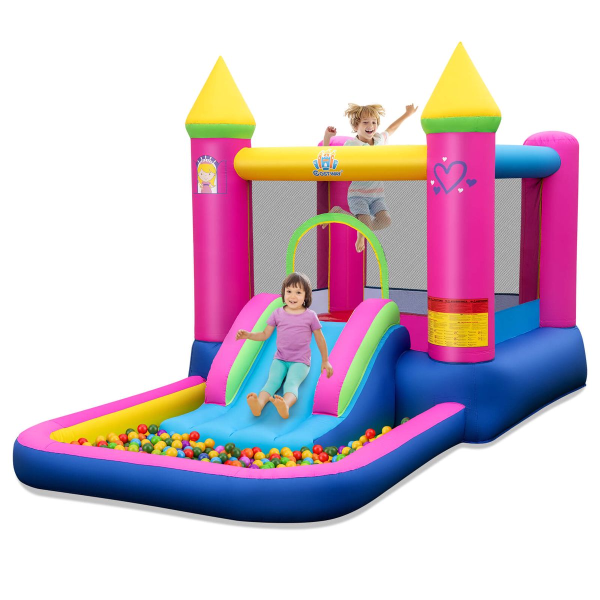 Kids 4-in-1 Princess Bounce House with Mesh Walls - Without Blower