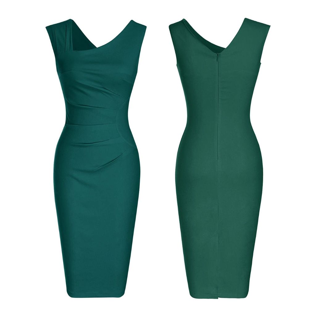 Haute Edition® Women's Retro Sleeveless Bodycon Dress - 2X-Large - Dark Green