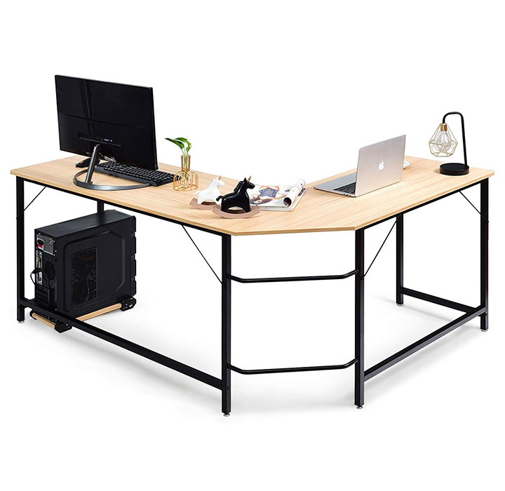 Corner L-Shaped Computer Desk - Natural