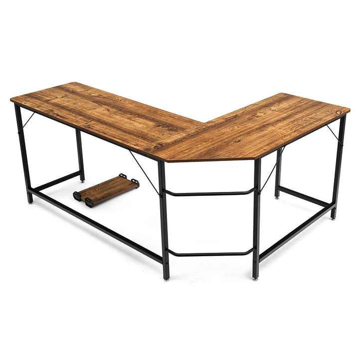 Corner L-Shaped Computer Desk - Coffee