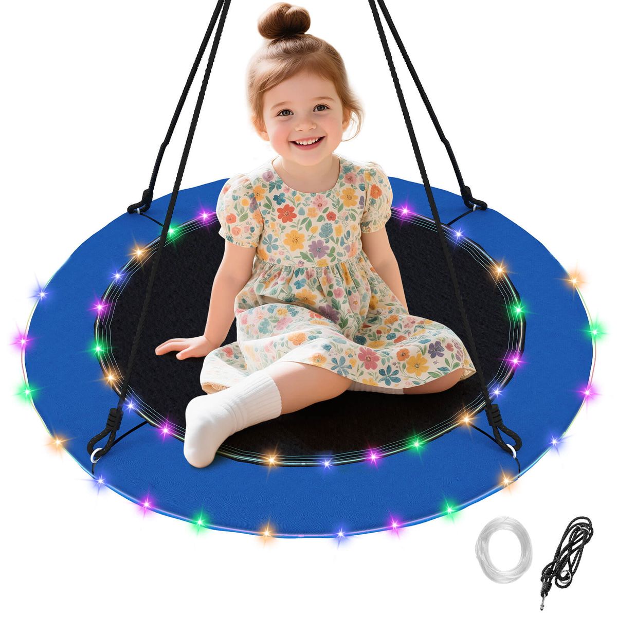 40'' Saucer Tree Swing LED Lights - Swing Lights Blue