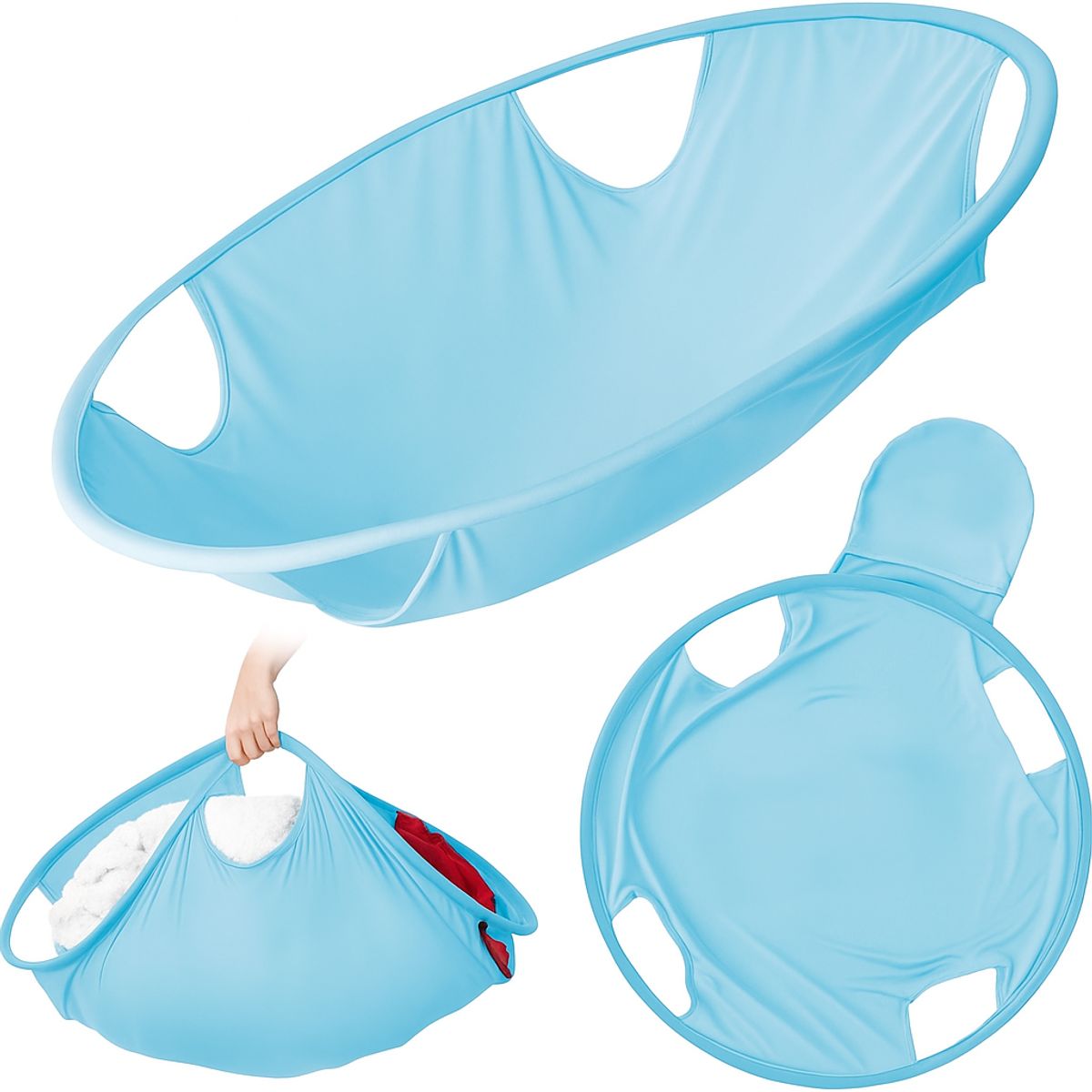 Collapsible Turtle Easy-Carry Laundry Hamper - Light Blue