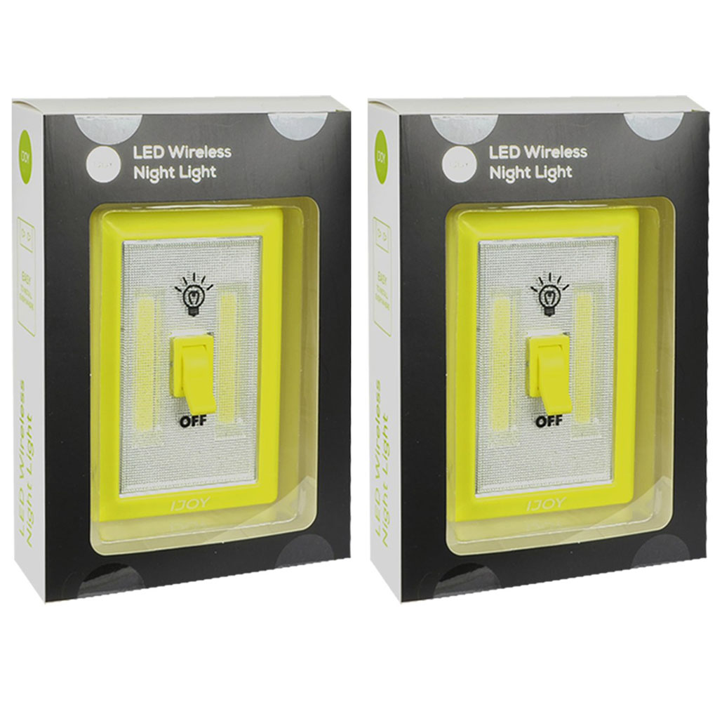 Super Bright &ldquo;Light Switch Style&rdquo; Battery Powered LED Indoor Light (2-Pack) - Yellow