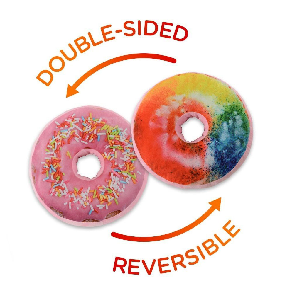 2-in-1 Reversible Super Soft Microplush Doughnut Pillow - Rainbow Icing / Rainbow Sprinkles