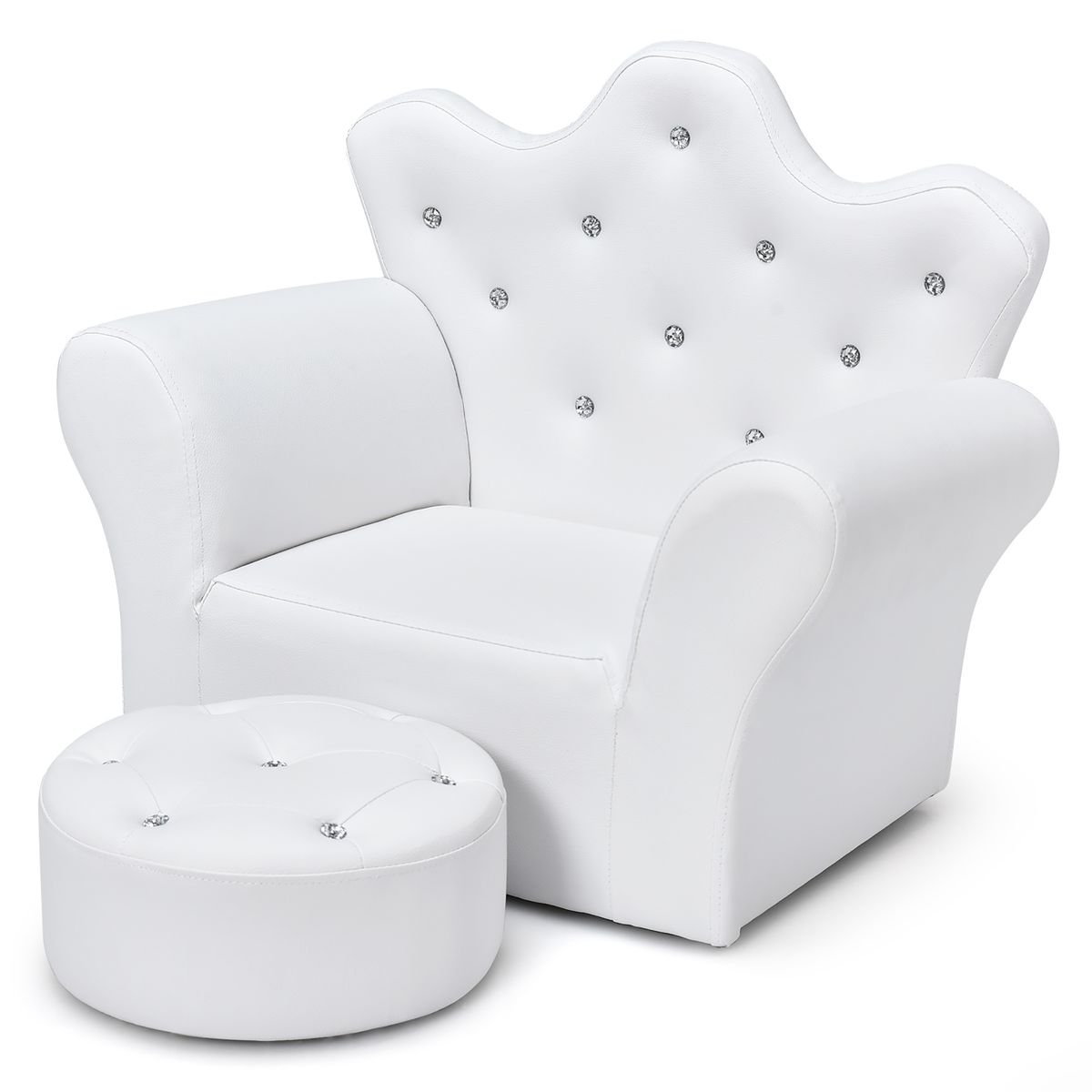 Kids Princess Sofa Armchair with Ottoman - White