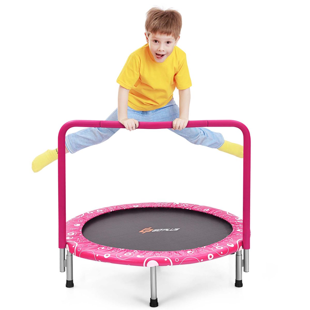36'' Kids Trampoline Rebounder with Handrail - Pink