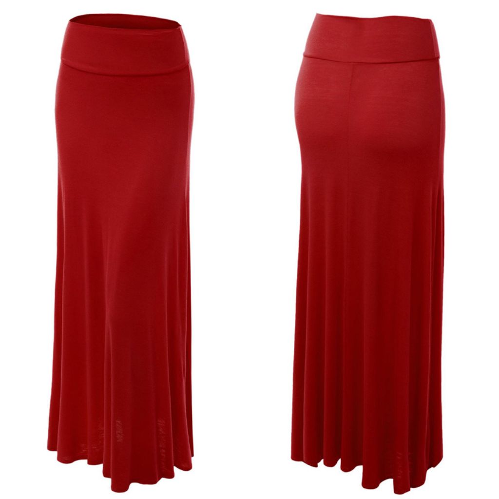 Women's Fold-over Maxi Skirt - Small - Red