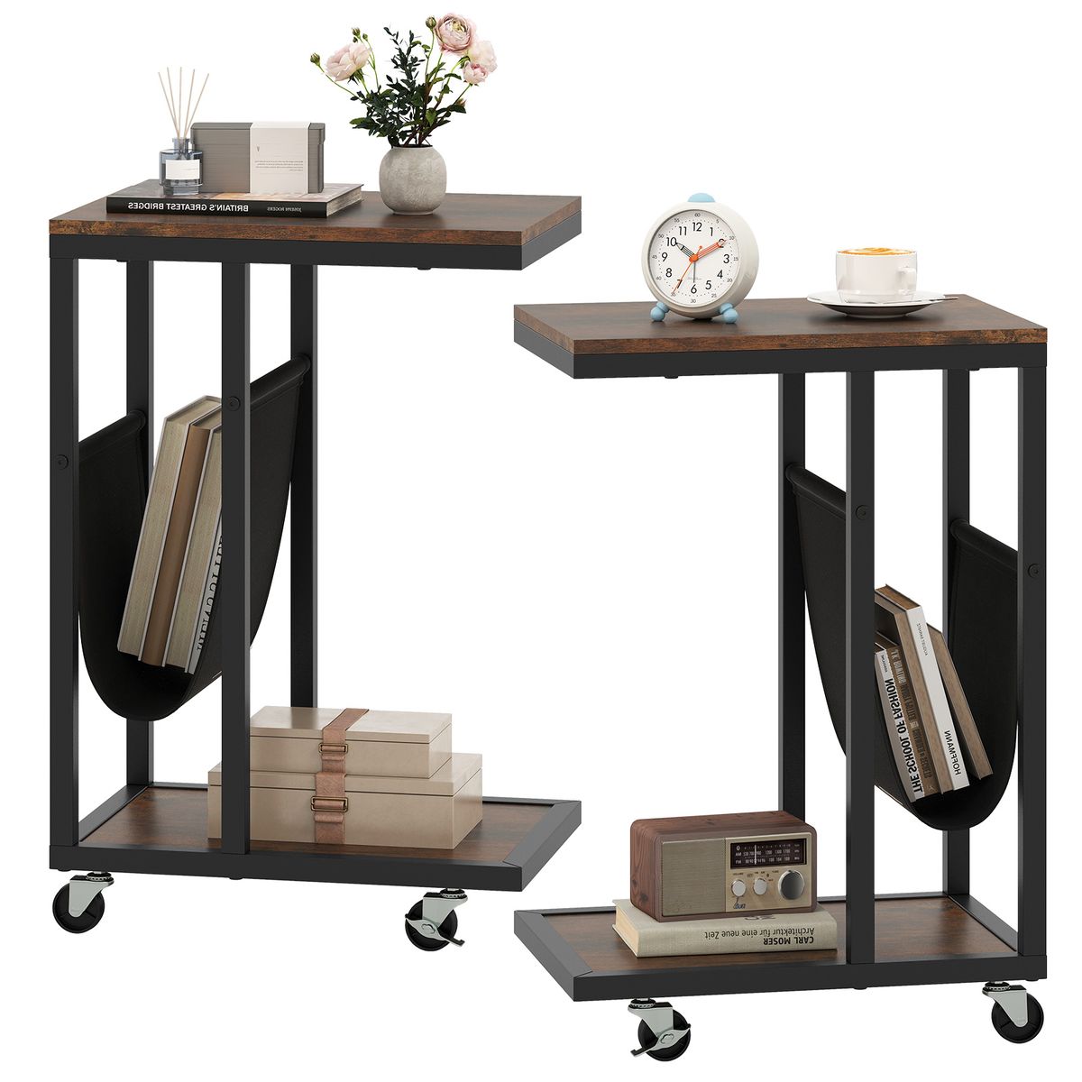 2-Tier C-Shaped Side Table - 2-Piece