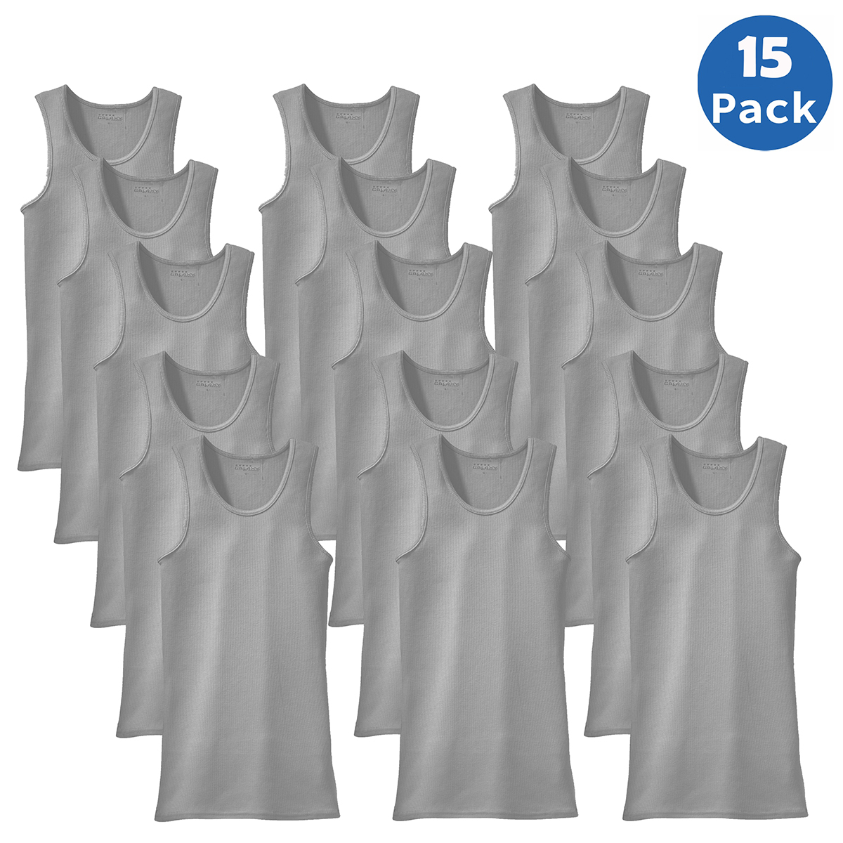 Men's Ribbed Classic Cotton Tank Tops (5- or 15-Pack) - MAU-900-HG-HG-HG - S