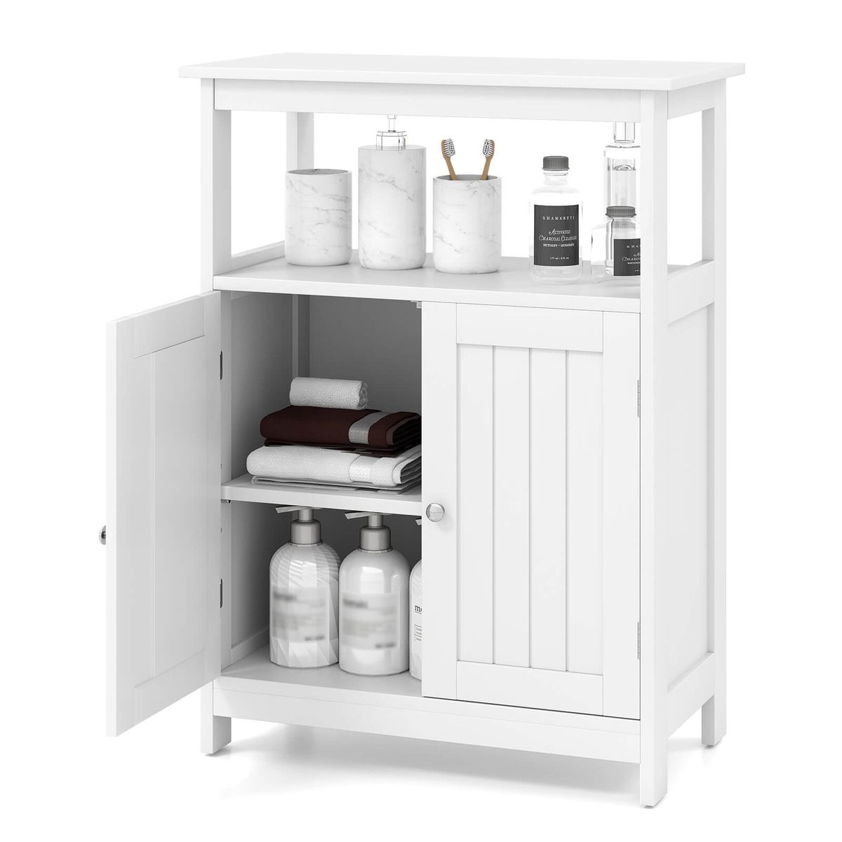 Freestanding Bathroom Floor Storage Organizer - White
