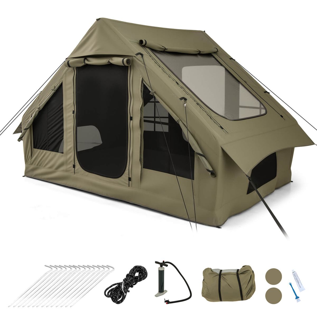 Inflatable Tent with 2 Doors (4-6 Person) - Tent-Green