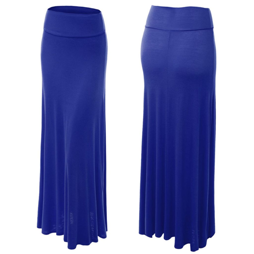 Women's Fold-over Maxi Skirt - Small - Royal Blue