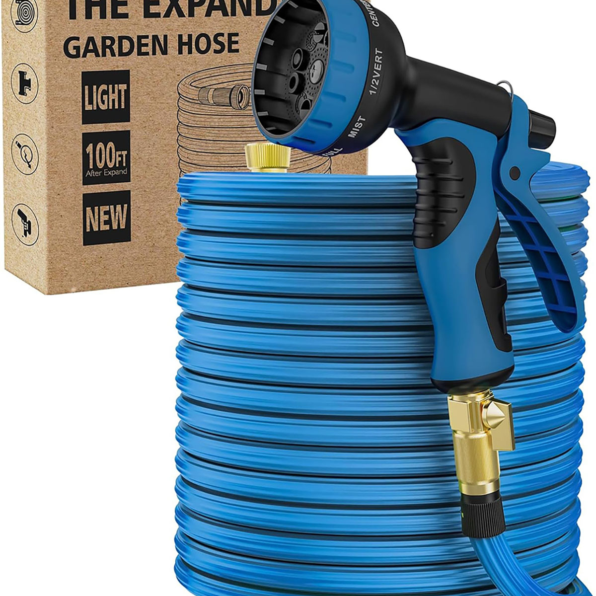 100-Foot Expandable Garden Hose with 10-Function Spray Nozzle - 100Ft with Spray Nozzle ONLY