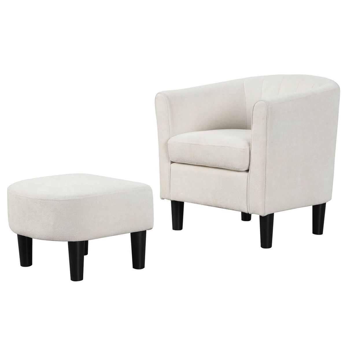 Barrel Chair with Ottoman Footrest - Beige