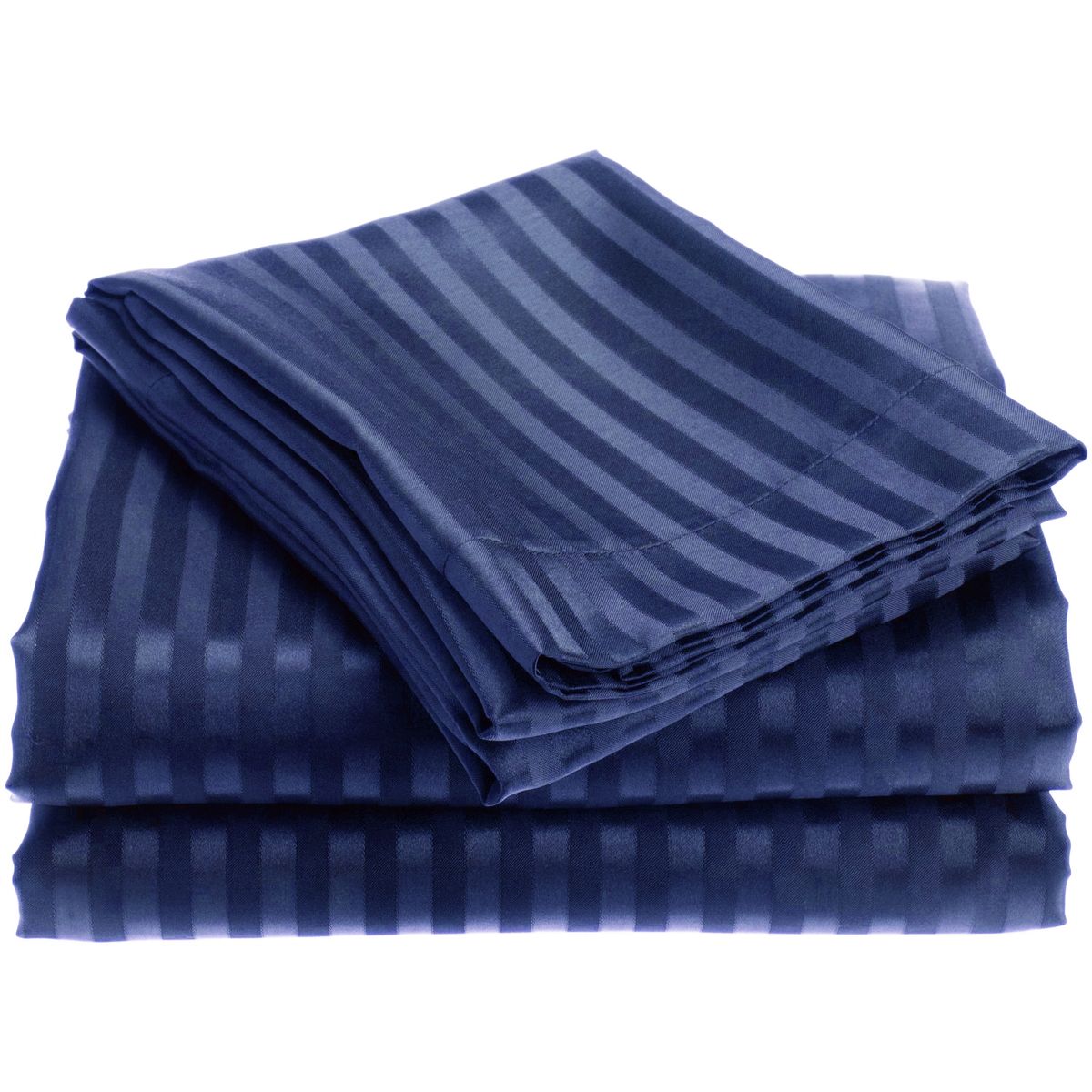 1800 Series Brushed Microfiber Dobby Striped Sheet Set - Queen - Navy