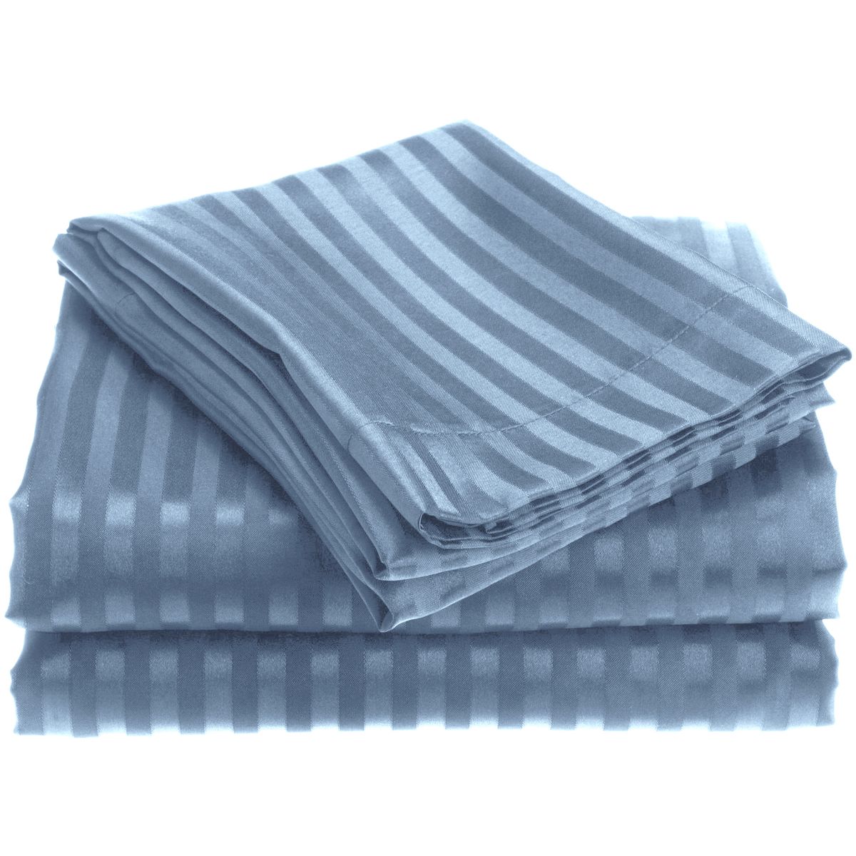 1800 Series Brushed Microfiber Dobby Striped Sheet Set - Queen - Light Blue