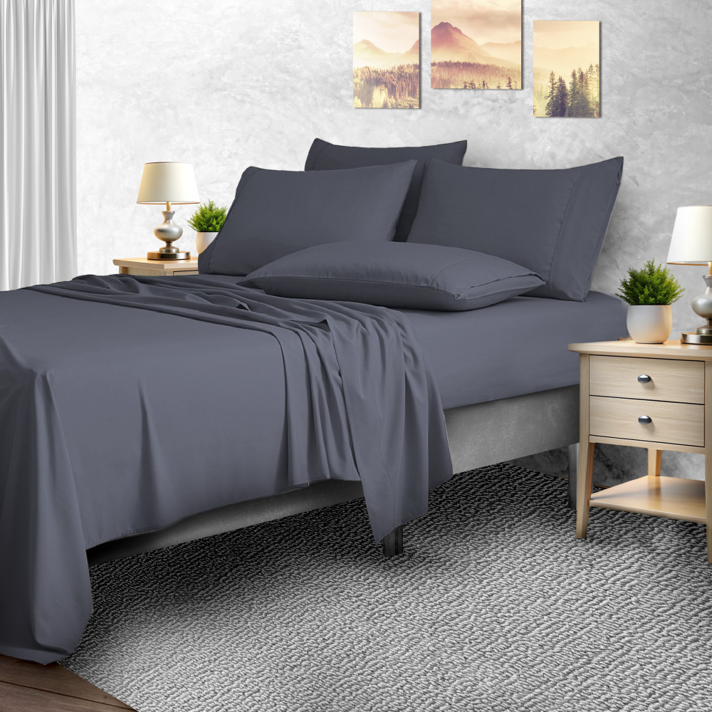 2,000-TC Bamboo Blend 6-Piece Sheet Set with Deep Pockets - Full - Grey