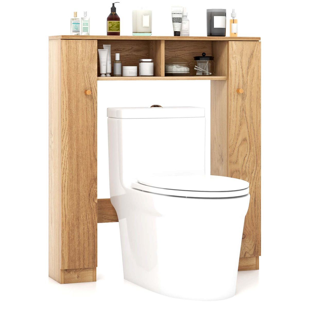 Double Door Over-The-Toilet Storage Cabinet - Natural