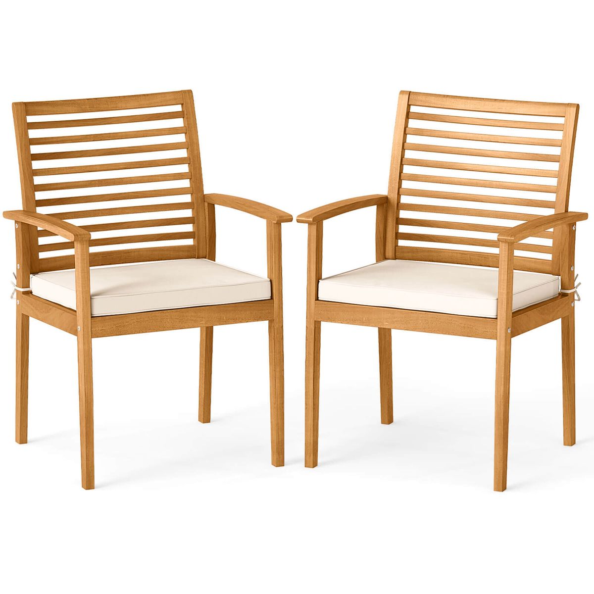 Patio Dining Chairs with Slatted Back - 2-Piece