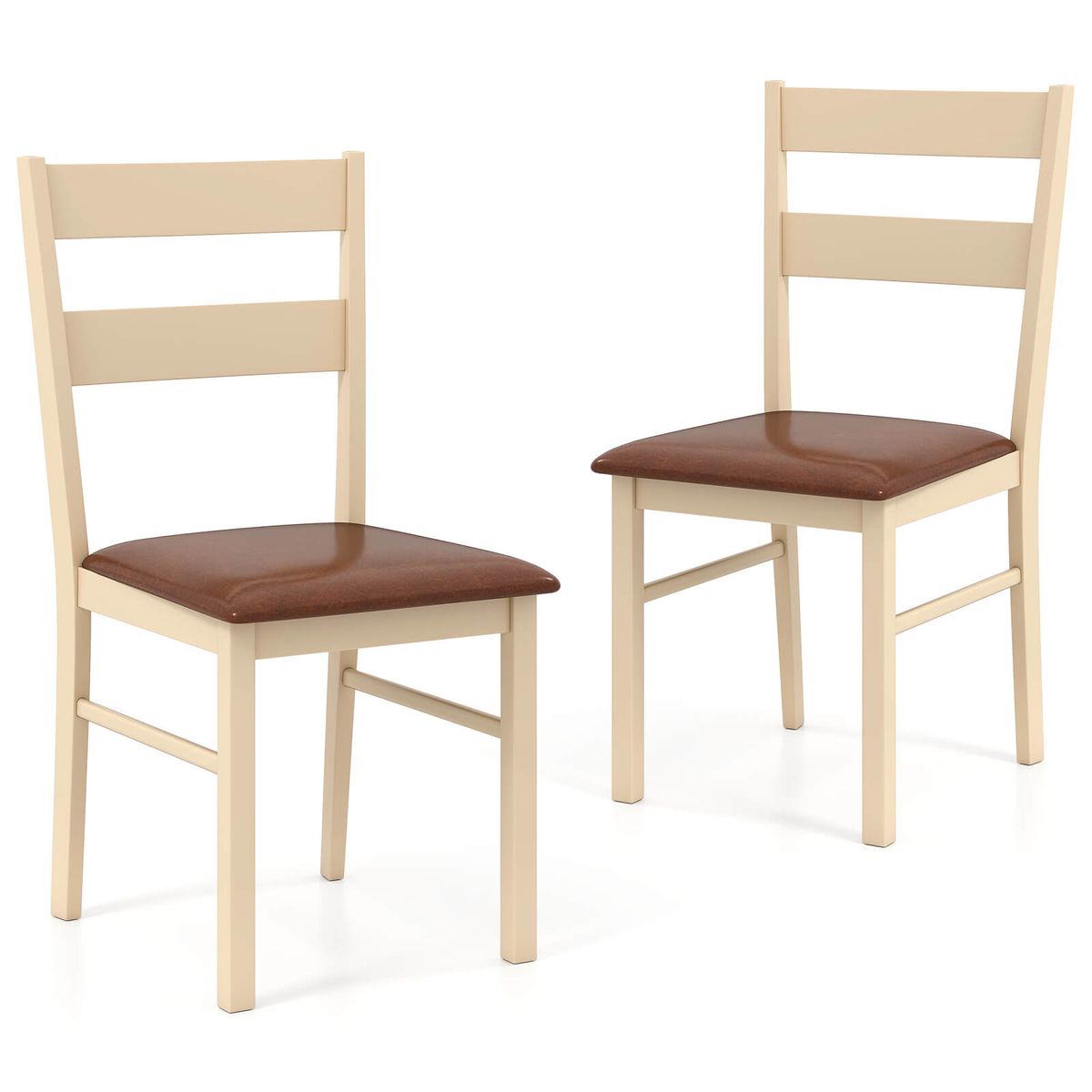 Wooden Dining Chairs with Curved Backrest - 2-Piece