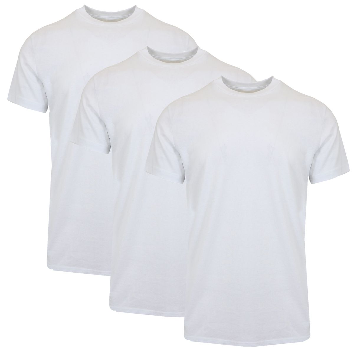 Men's Short Sleeve Crew Neck Cotton Tee (3-Pack) - FR202 / WH-WH-WH- XL