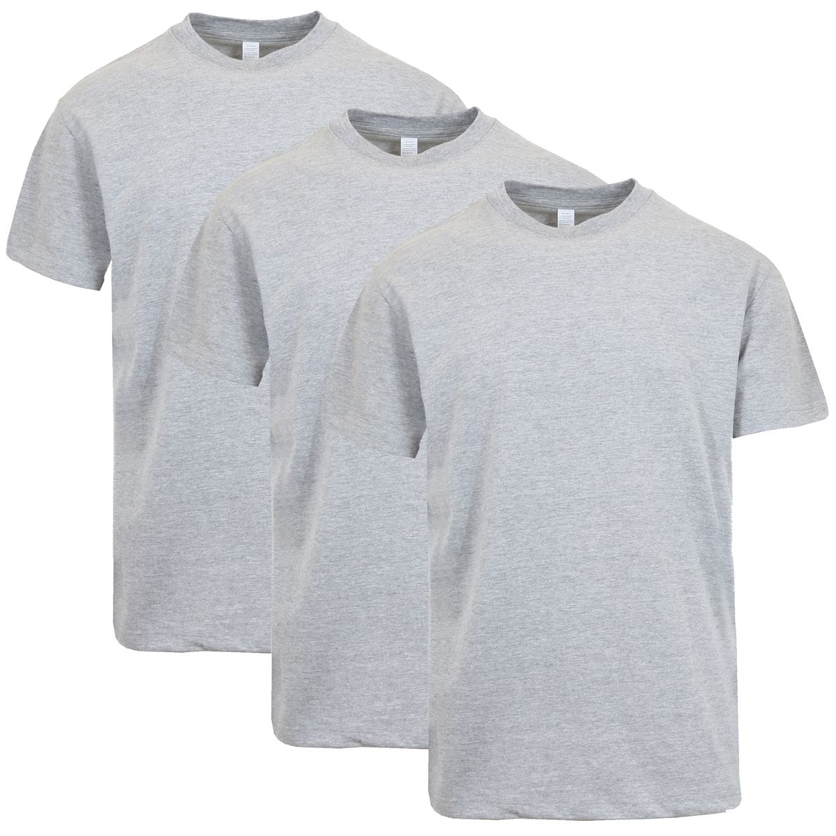 Men's Short Sleeve Crew Neck Cotton Tee (3-Pack) - FR202 / HG-HG-HG- XL