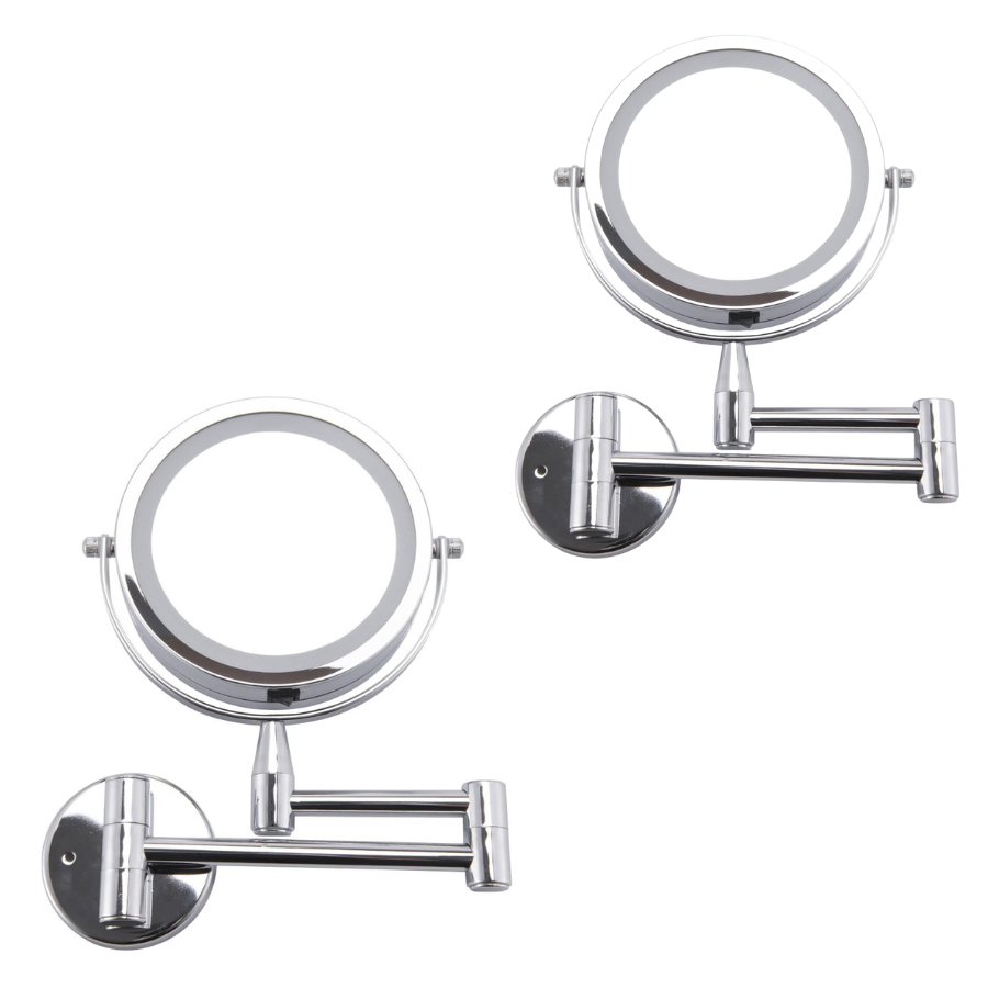 LED Cosmetic Wall Mounted Mirror (1- or 2-Pack) - LED Wall Mounted Mirror 2-Pack