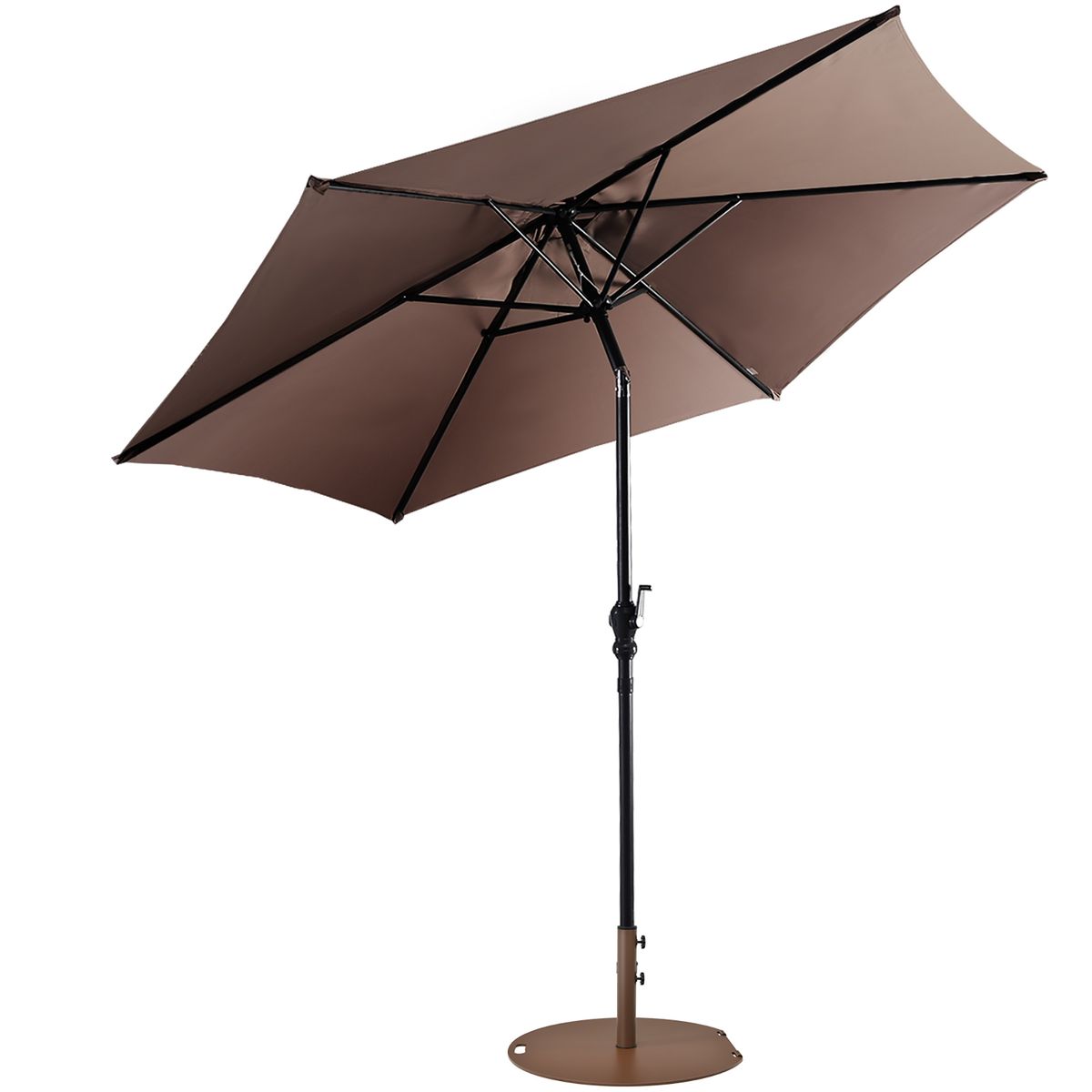 9ft Outdoor Patio Umbrella with Umbrella Stand and Wheels - Brown