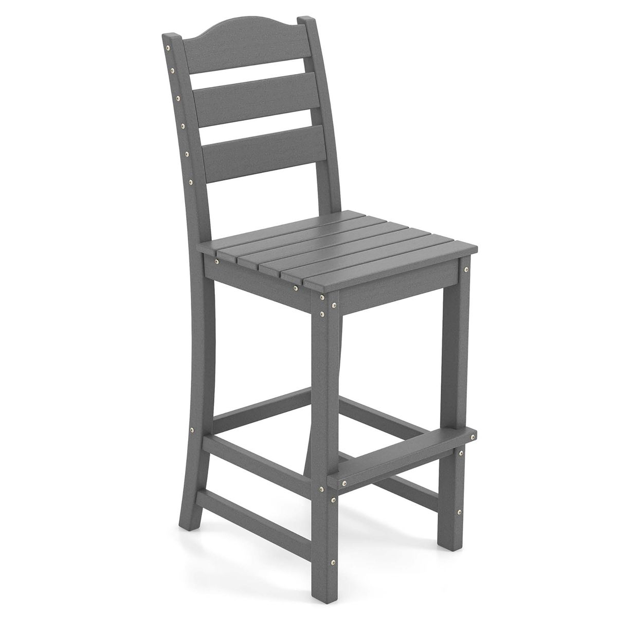 Outdoor Patio Bar Stool with Slatted Design - Gray, 1-Piece