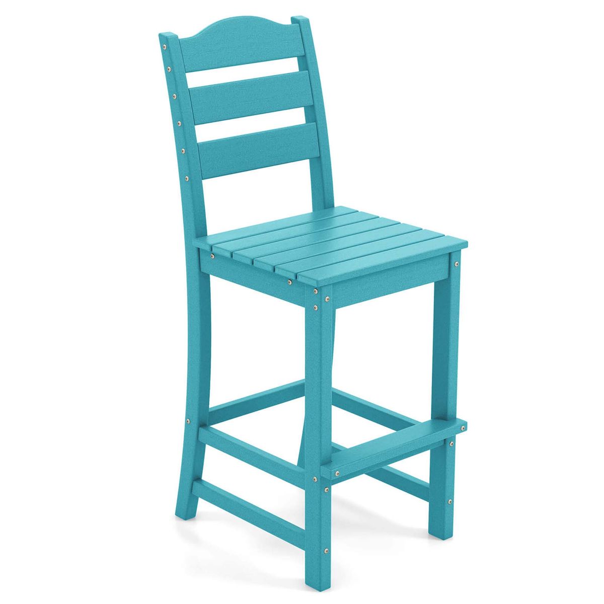 Outdoor Patio Bar Stool with Slatted Design - Turquoise, 1-Piece