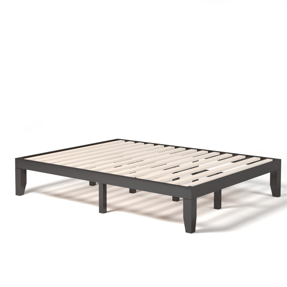 14 in. Wooden Platform Bed Frame (Queen) - Bed Frame-Espresso