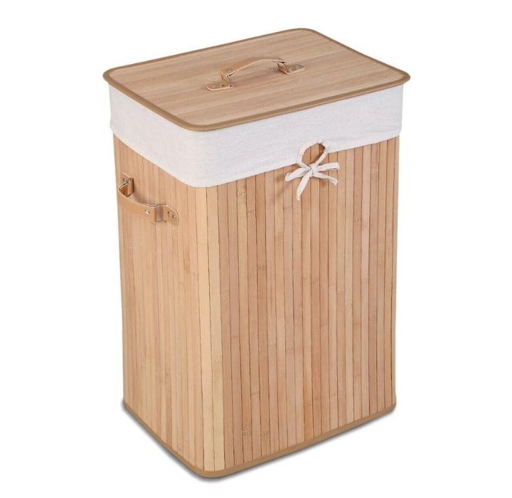 Rectangle Bamboo Laundry Hamper - Natural