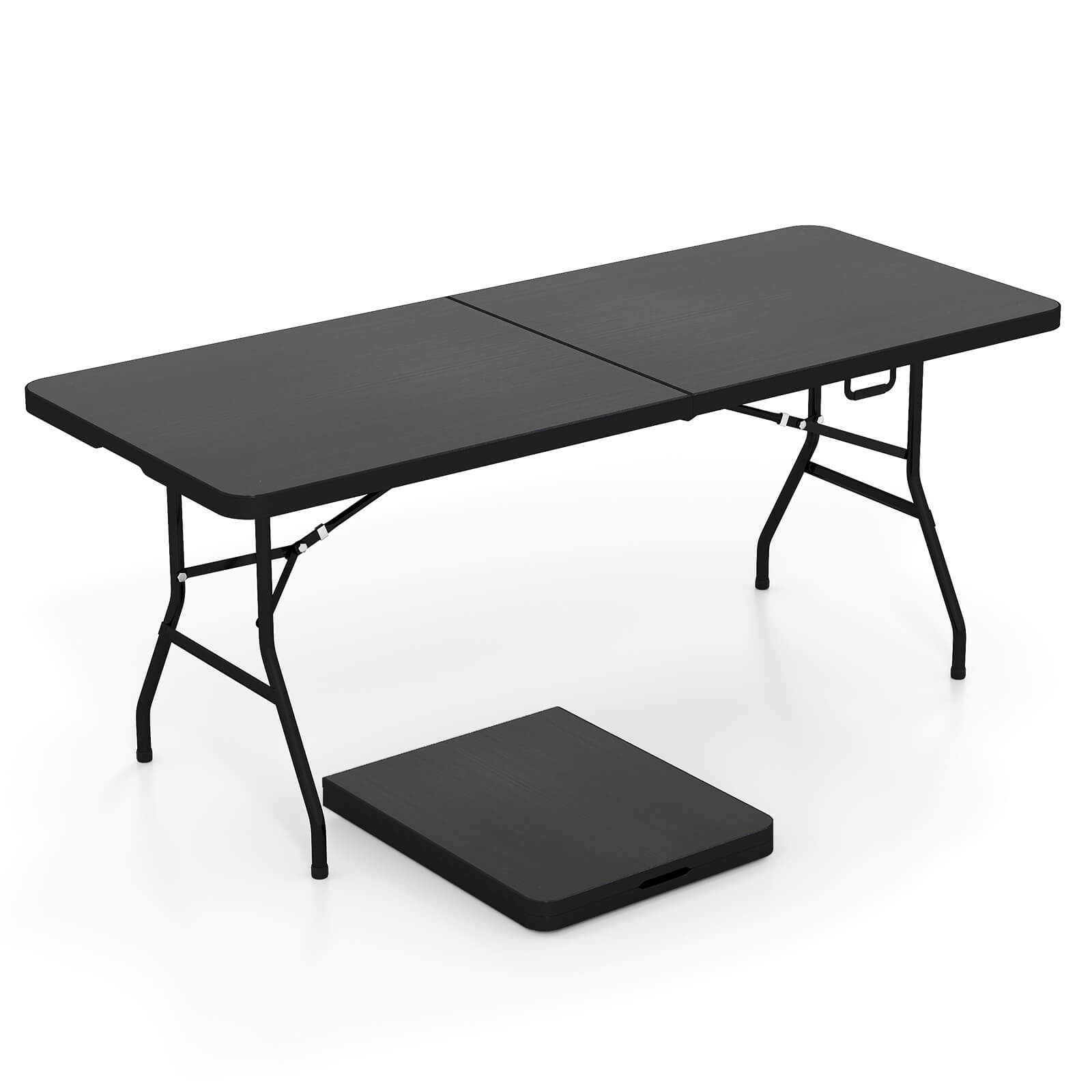 Portable 6-foot Folding Table - Table Only- Black