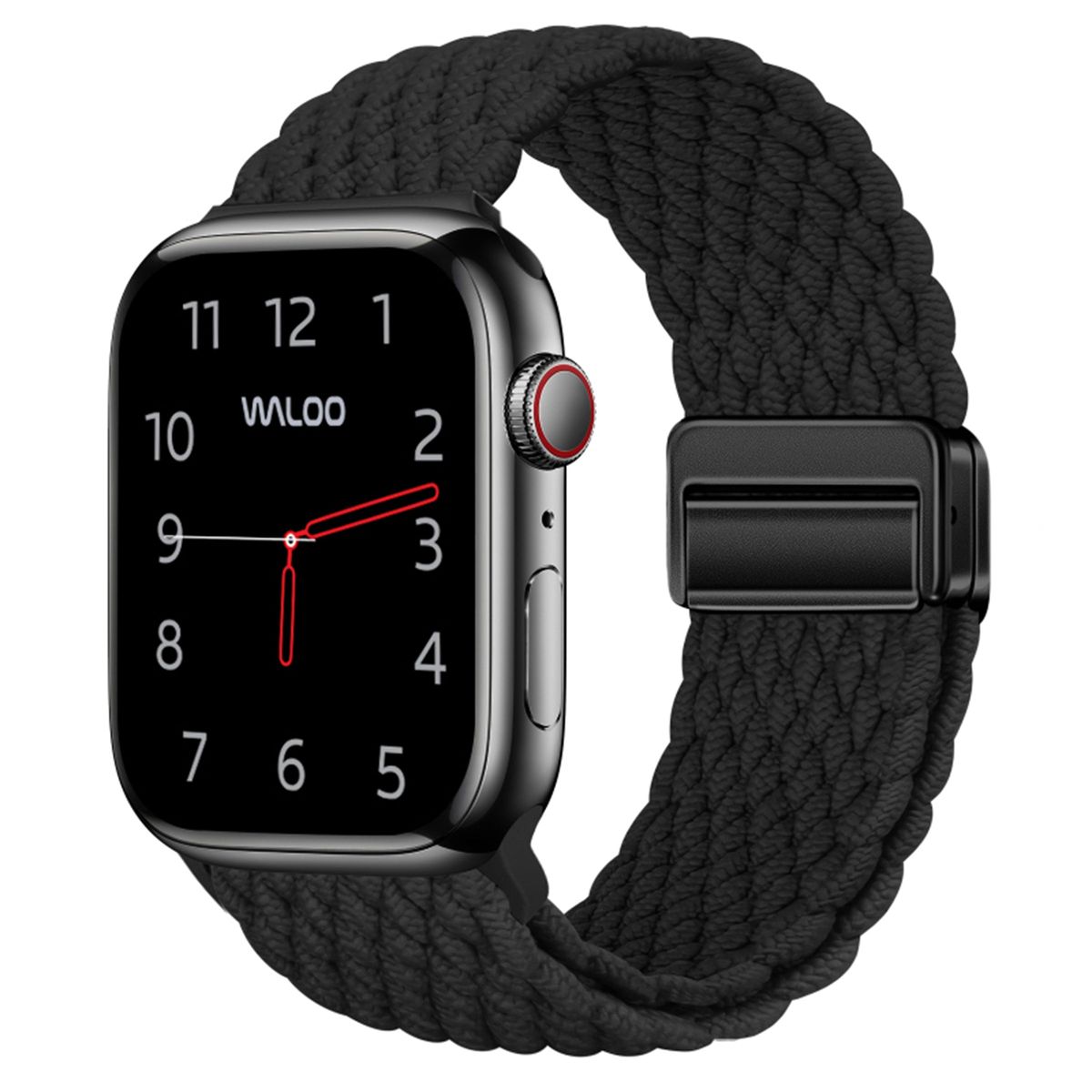 Braided Nylon Magnetic Loop Band for All Apple Watch Series - Black- 40/41/42mm