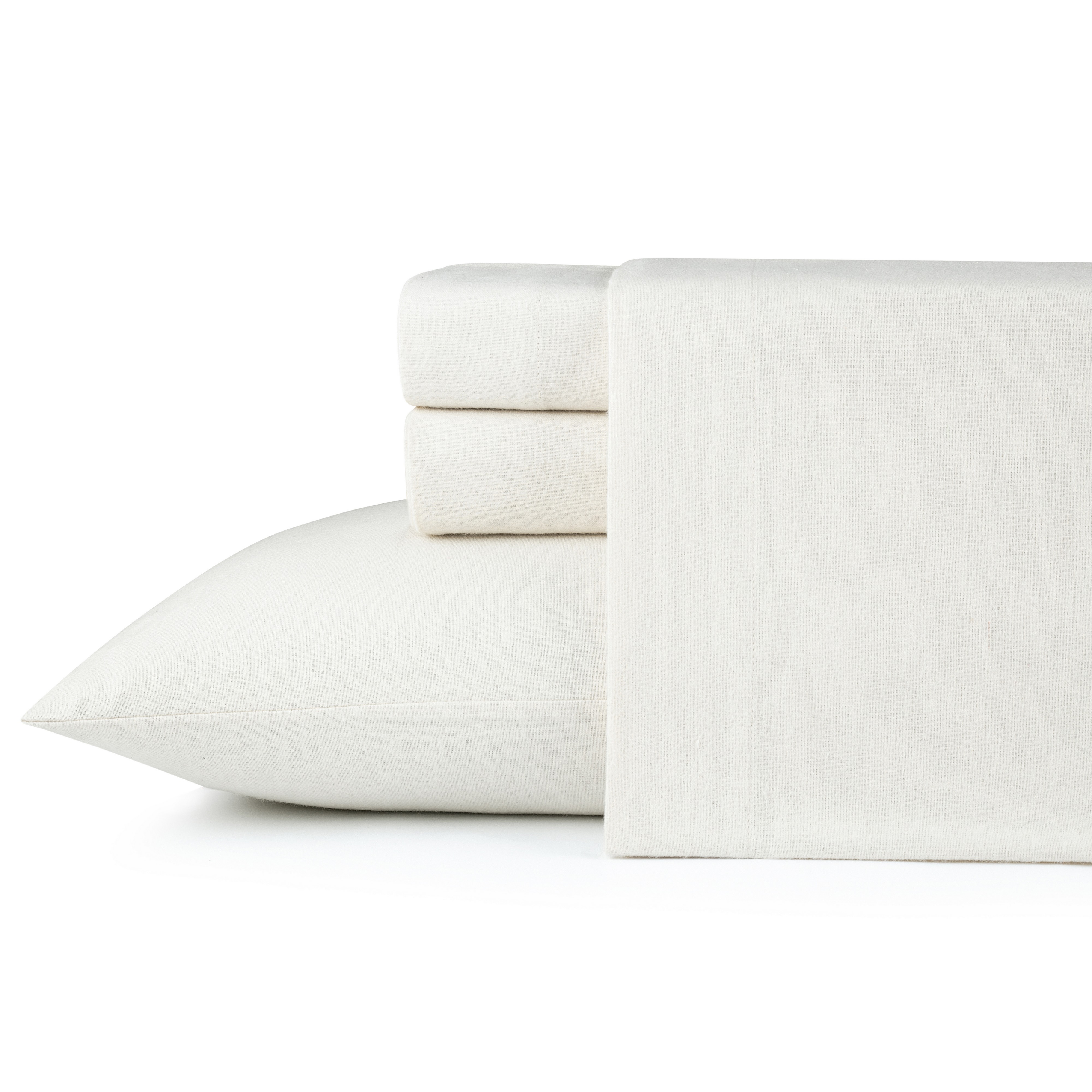 Kathy Ireland 100% Turkish Cotton Solid Flannel Sheet Set  - Twin- Beige