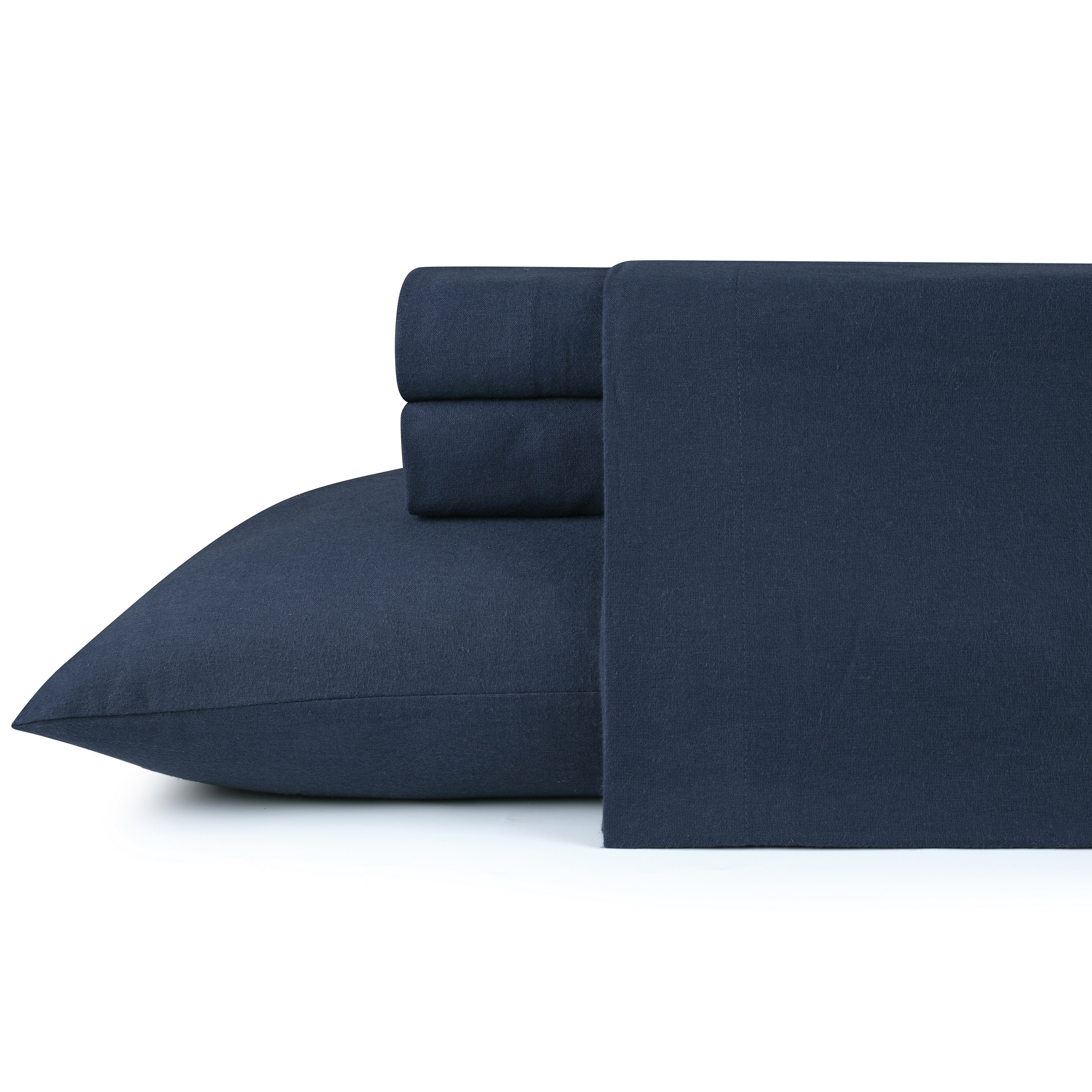 Kathy Ireland 100% Turkish Cotton Solid Flannel Sheet Set - King- Blue