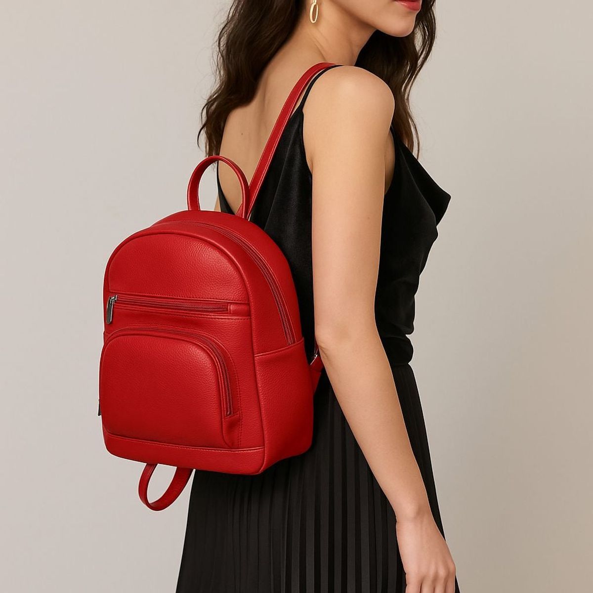 Genuine Leather Everyday Commuter Backpack - Wine