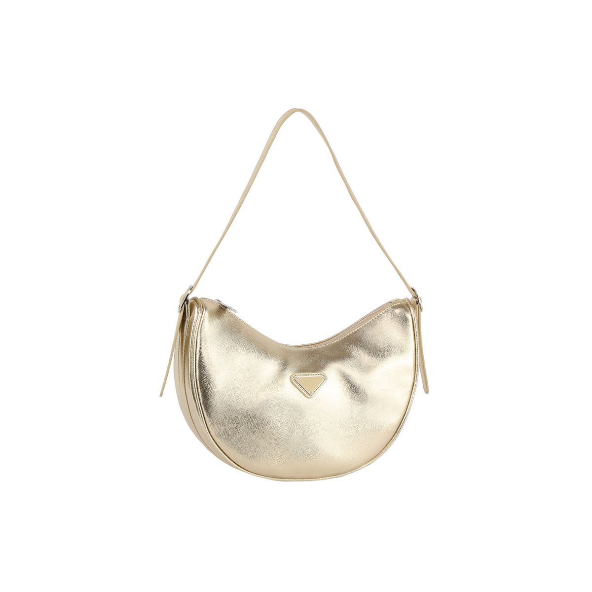 Chic Everyday Handbag with Adjustable Strap - Metallic Gold