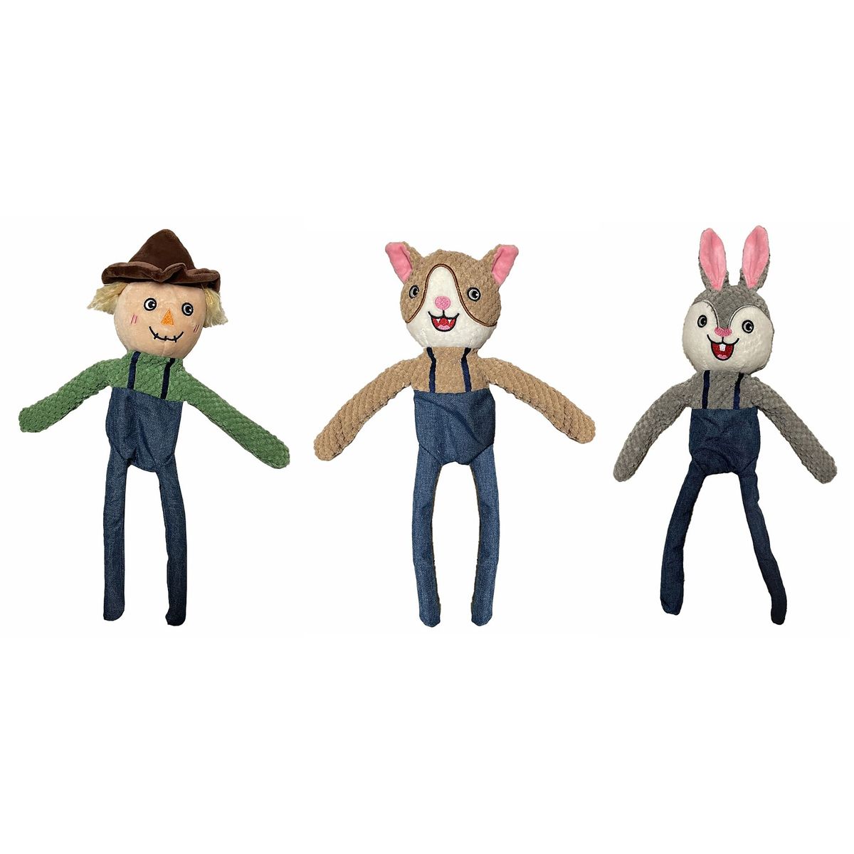 Scoochie Pet Squeaky/Crinkle Dog Chew Toys - Rope Filled Farm Friends Squeaky Dog Toy