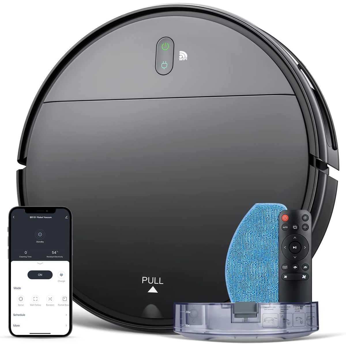 ZCWA&trade; Robot Vacuum and Mop Combo - ZCWA Robot Vacuum and Mop Combo- Black