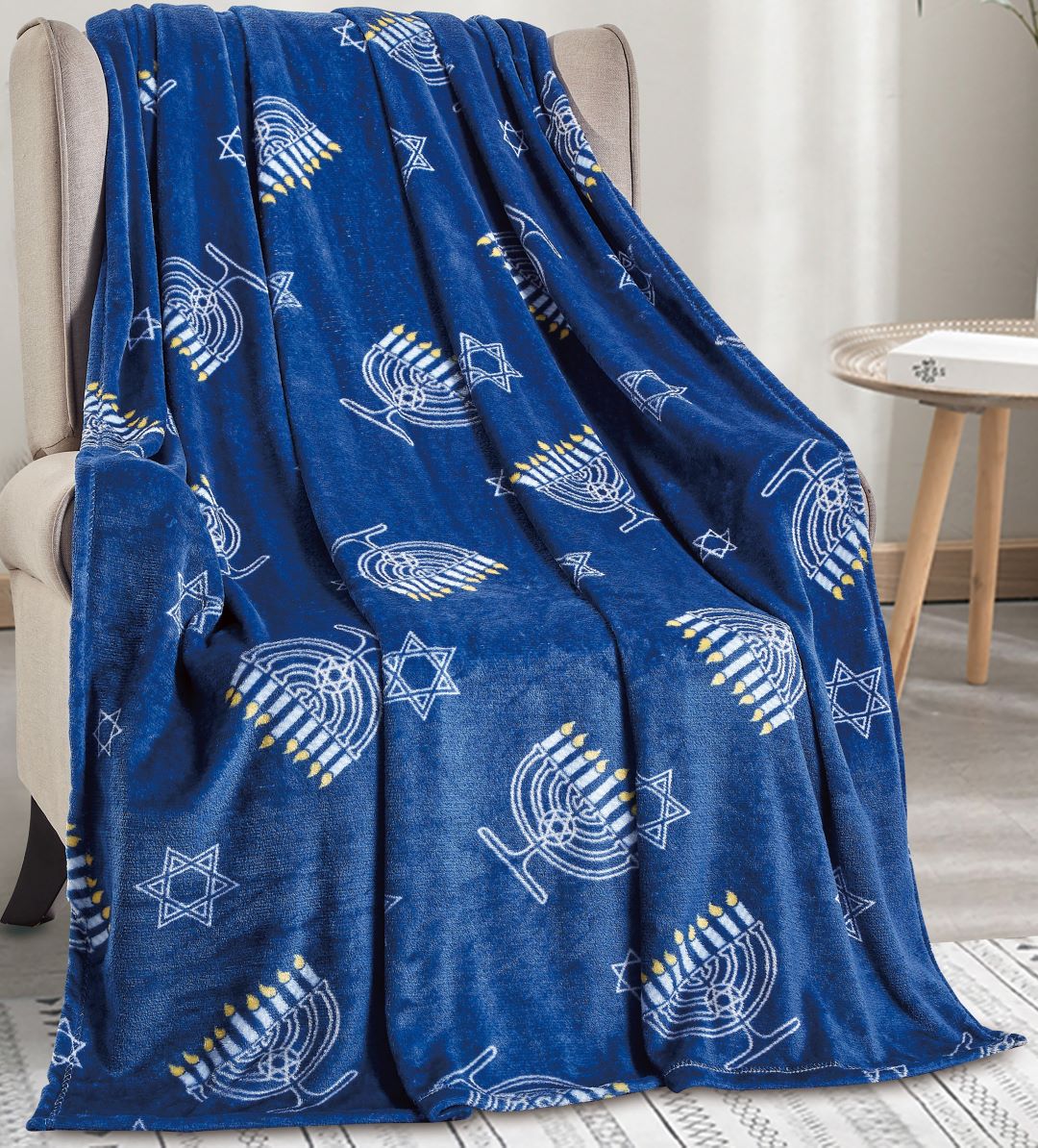 50 x 60-Inch Microplush Holiday Throw Blanket - Hanukkah