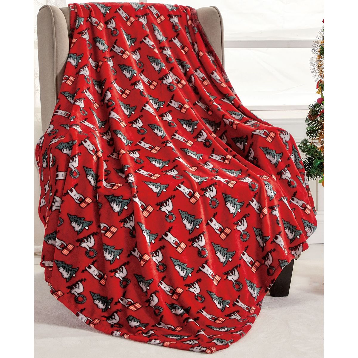 50 x 60-Inch Microplush Holiday Throw Blanket - Christmas Sloth