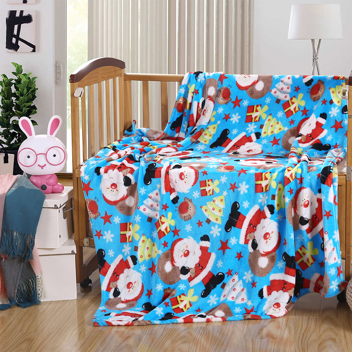 50 x 60-Inch Microplush Holiday Throw Blanket - Santa
