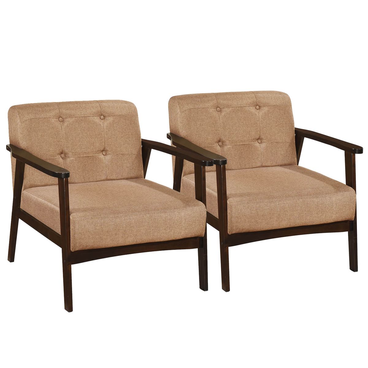 Mid-Century Modern Lounge Chair  (Set of 2) - Brown