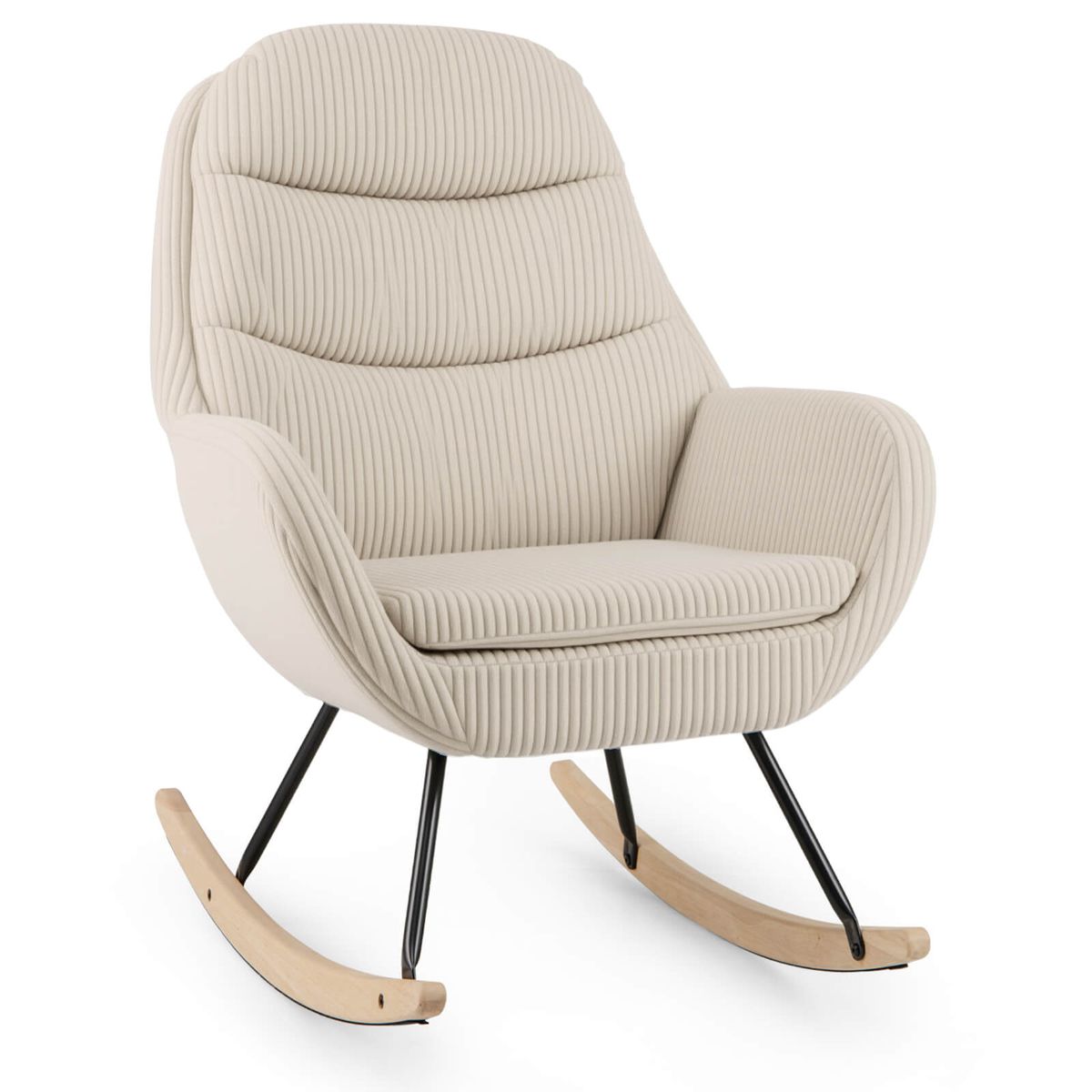 Upholstered Rocking Chair with Padded Backrest - 1-Piece